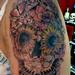 Tattoos - Day of the Dead skull with flowers - 74142